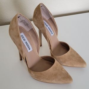 Steve Madden Varcityy Tan Suede Heels Size 5.5M